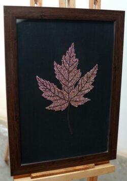 Rose Gold Maple Leaf Hand Beaded Art Frame