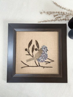 Rustic Bird Hand Embroidered Art Frame