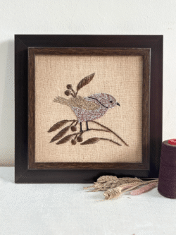 Lilac Bird Hand Embroidered Art Frame