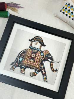 Majestic Elephant Hand Embroidered Art Frame
