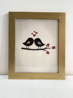 Lovebirds On A Branch Hand Embroidered Art Frame
