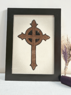 Classic Celtic Cross Hand Embroidered Art Frame