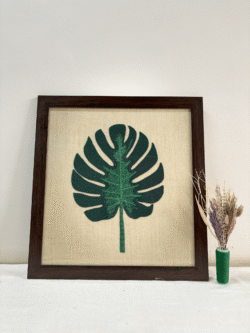 Verdant Monstera Leaf Hand Embroidered Art Frame