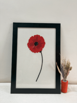Poppy Flower Hand Embroidered Art Frame