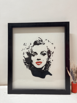 Monochromatic Marilyn Monroe Hand Embroidered Art Frame