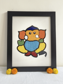 Vibrant Ganesha Art Hand Embroidered Art Frame