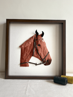 Rustic Horse Hand Embroidered Art Frame